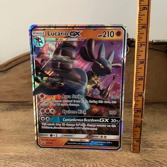 JUMBO Lucario GX SM100 Black Star Promo Holo OVERSIZED Pokemon Card NM/LP - Picture 1 of 1